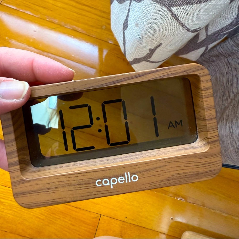 ⏰ Capello Modern Clear Digital Clock with LED Light Wood Look